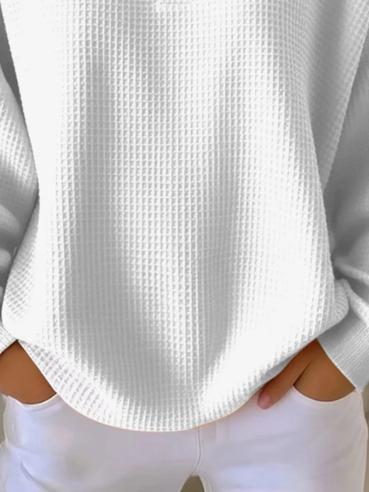 Full Size Waffle Knit Button Detail