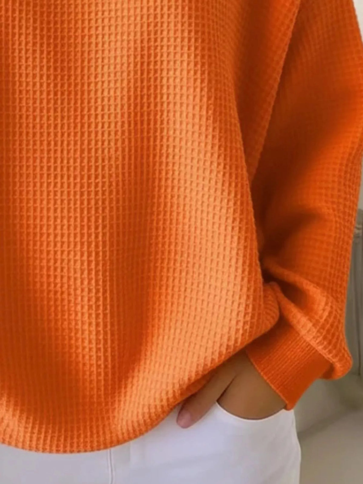 Full Size Waffle Knit Button Detail